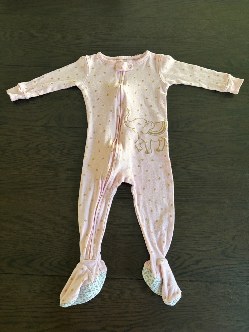Carters Pink Elephant Footie (12M)